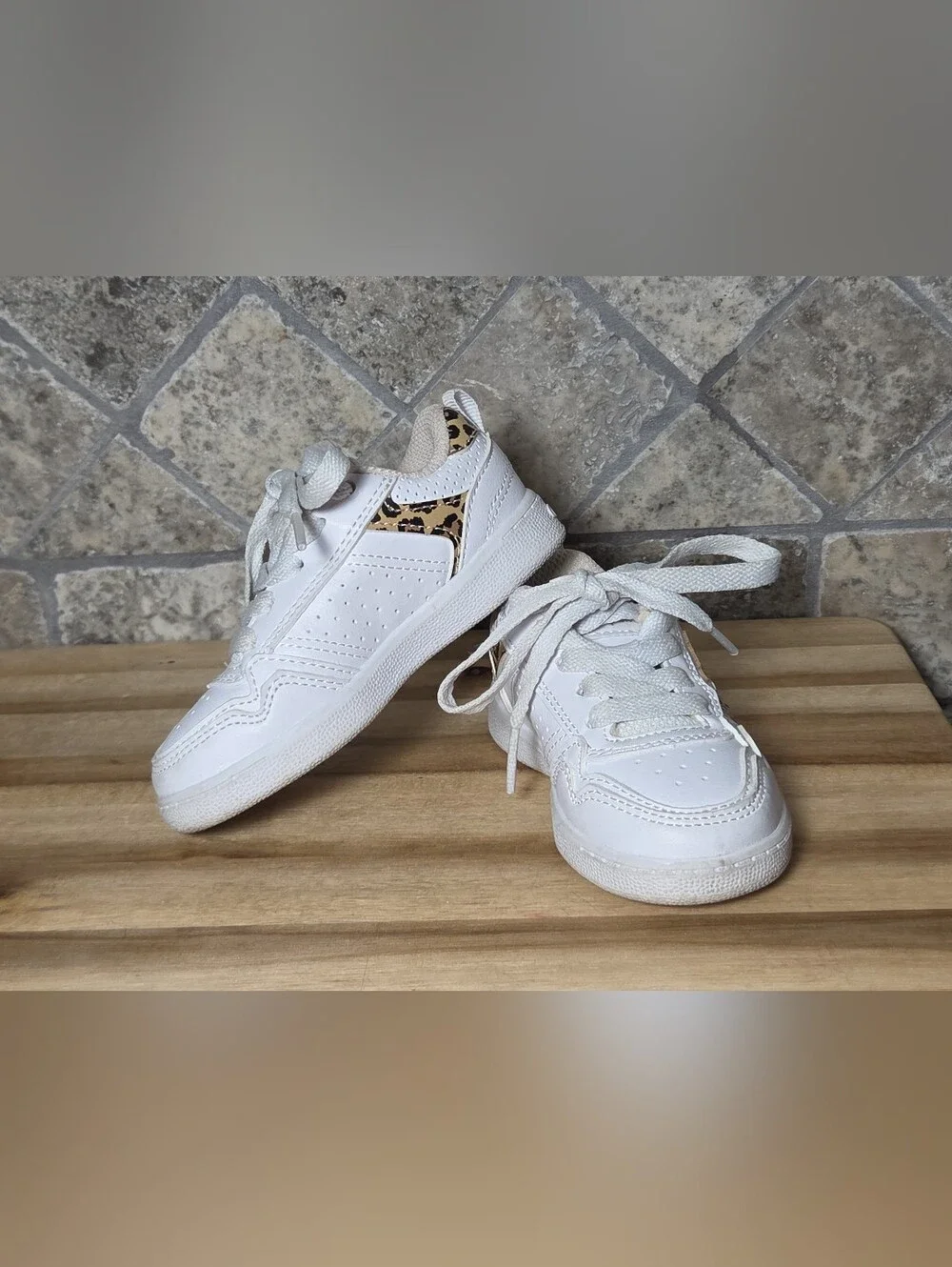 Champion Lore Cheetah Inset Court Low White Toddler Shoe Size 6 M